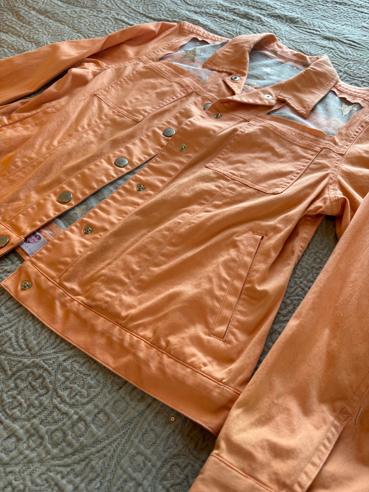 Gold Stars Orange Denim Jacket [XL]