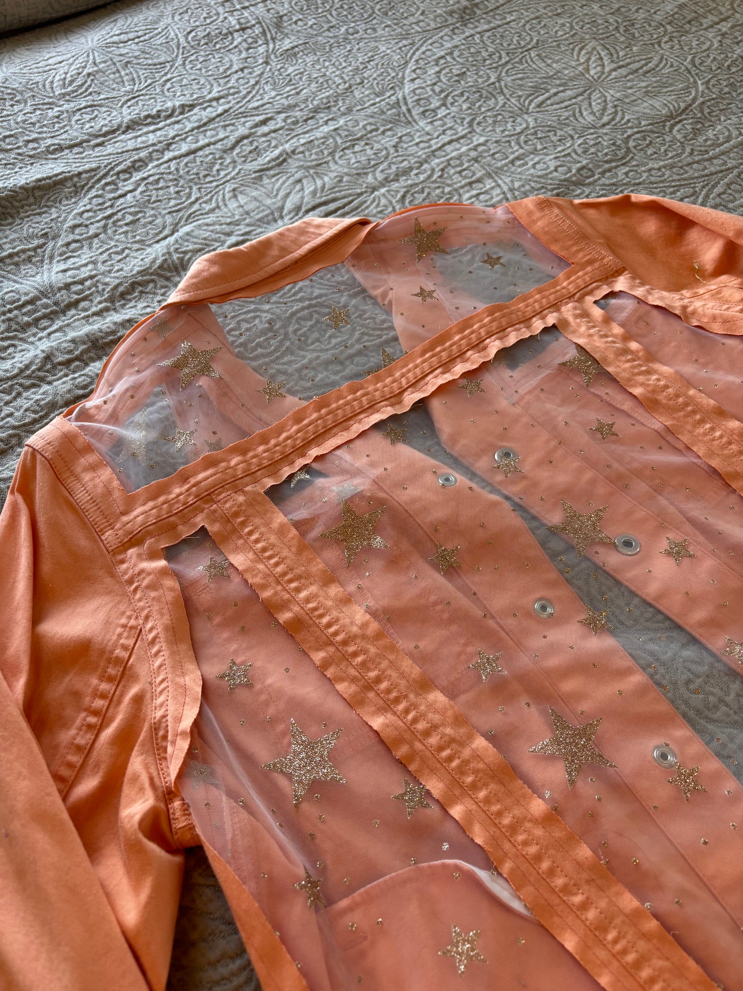 Gold Stars Orange Denim Jacket [XL]