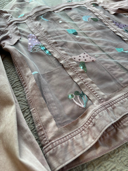 Pink Denim Mushrooms Jacket [XL]