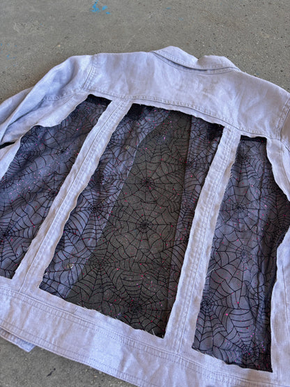 Purple Denim Spider Webs Shirt [L]
