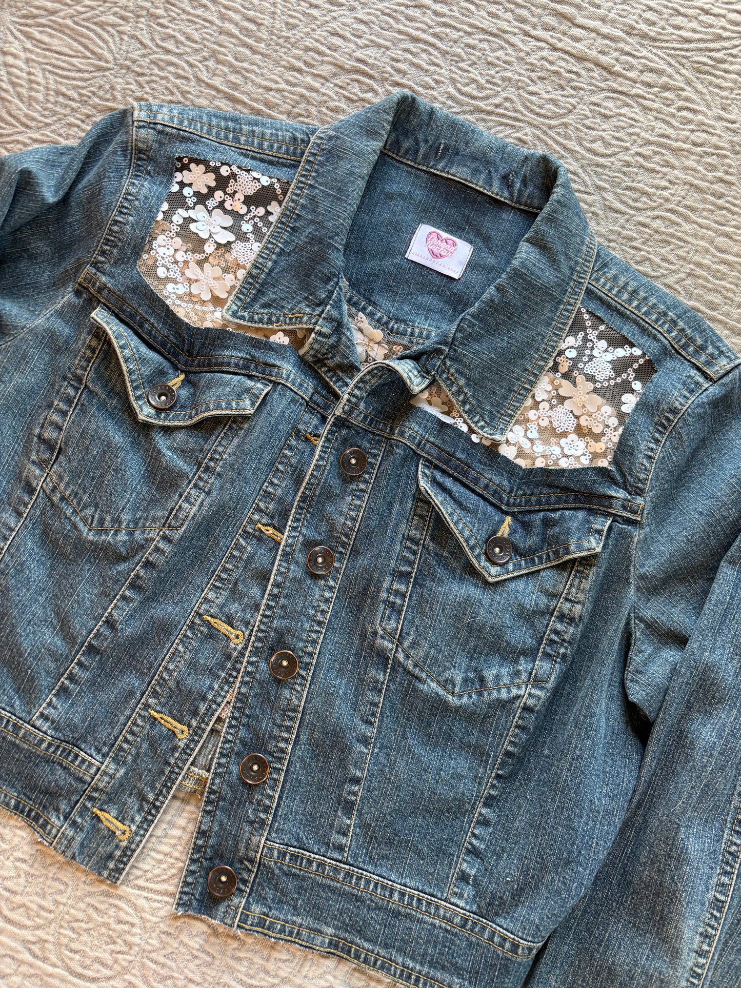 Cropped White Flowers Jacket [L]