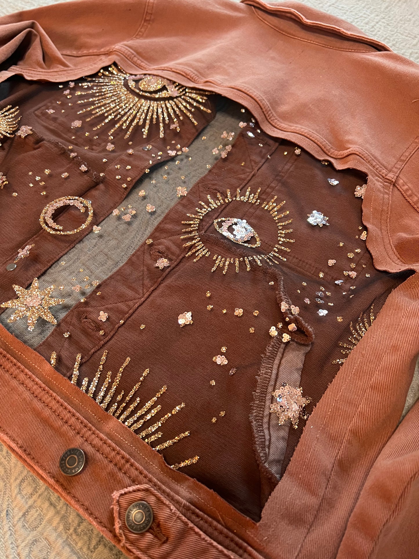 Mauve Cropped Mystic Denim Jacket [0X]