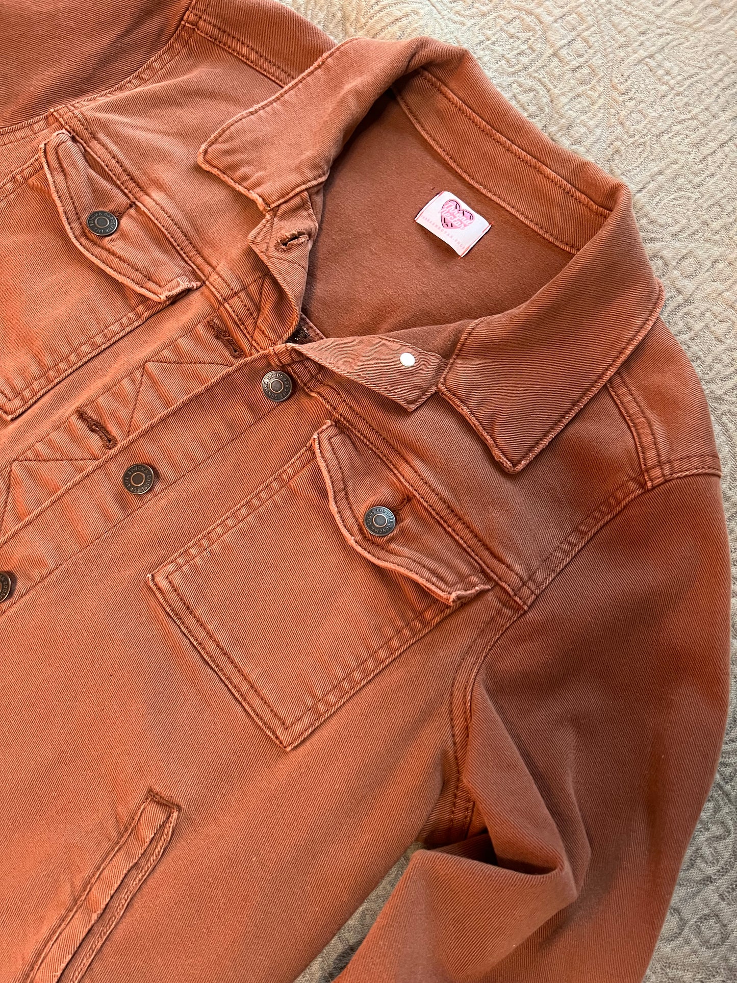 Mauve Cropped Mystic Denim Jacket [0X]