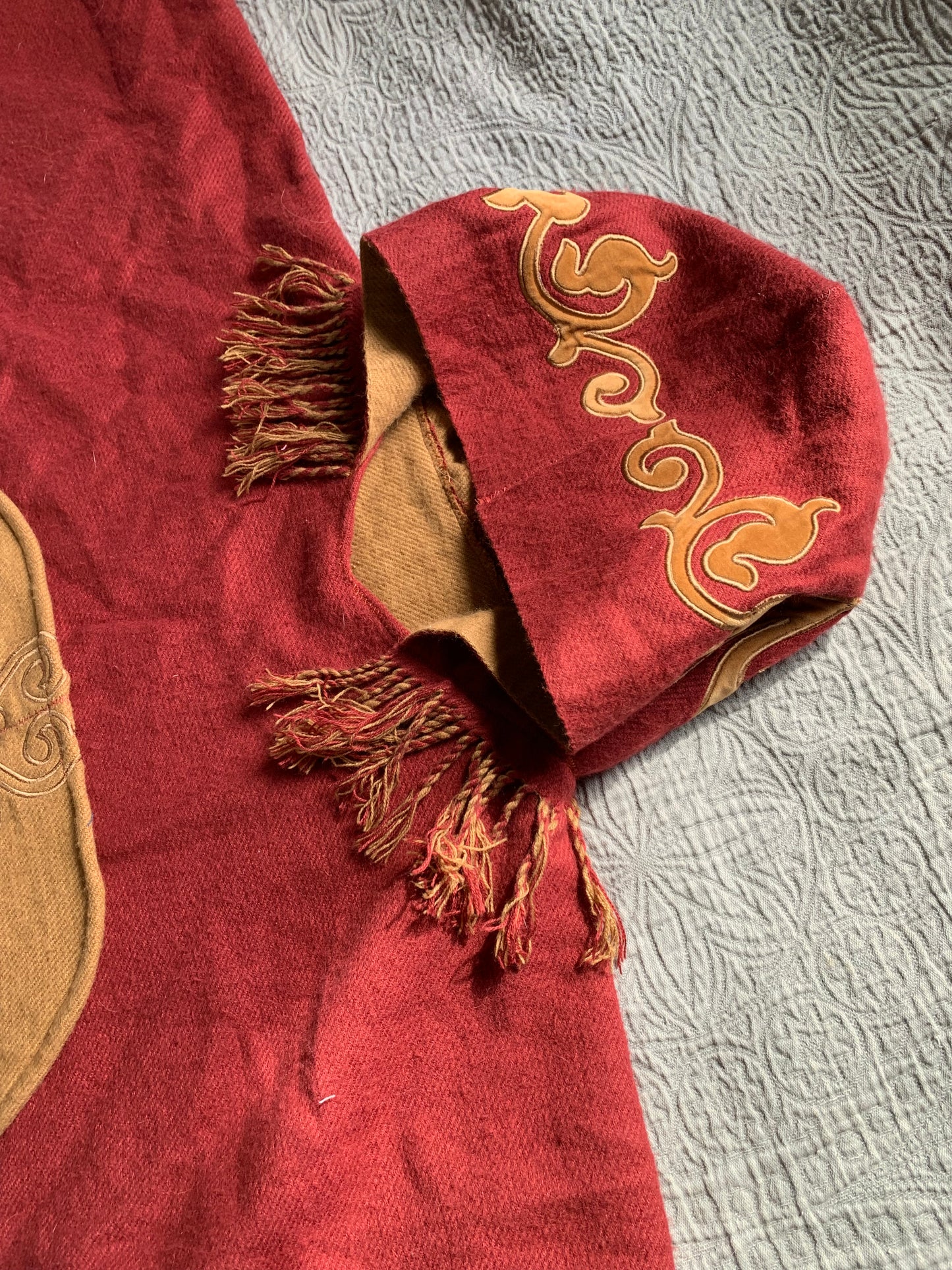 Red and Gold Embroidered Blanket Hoodie