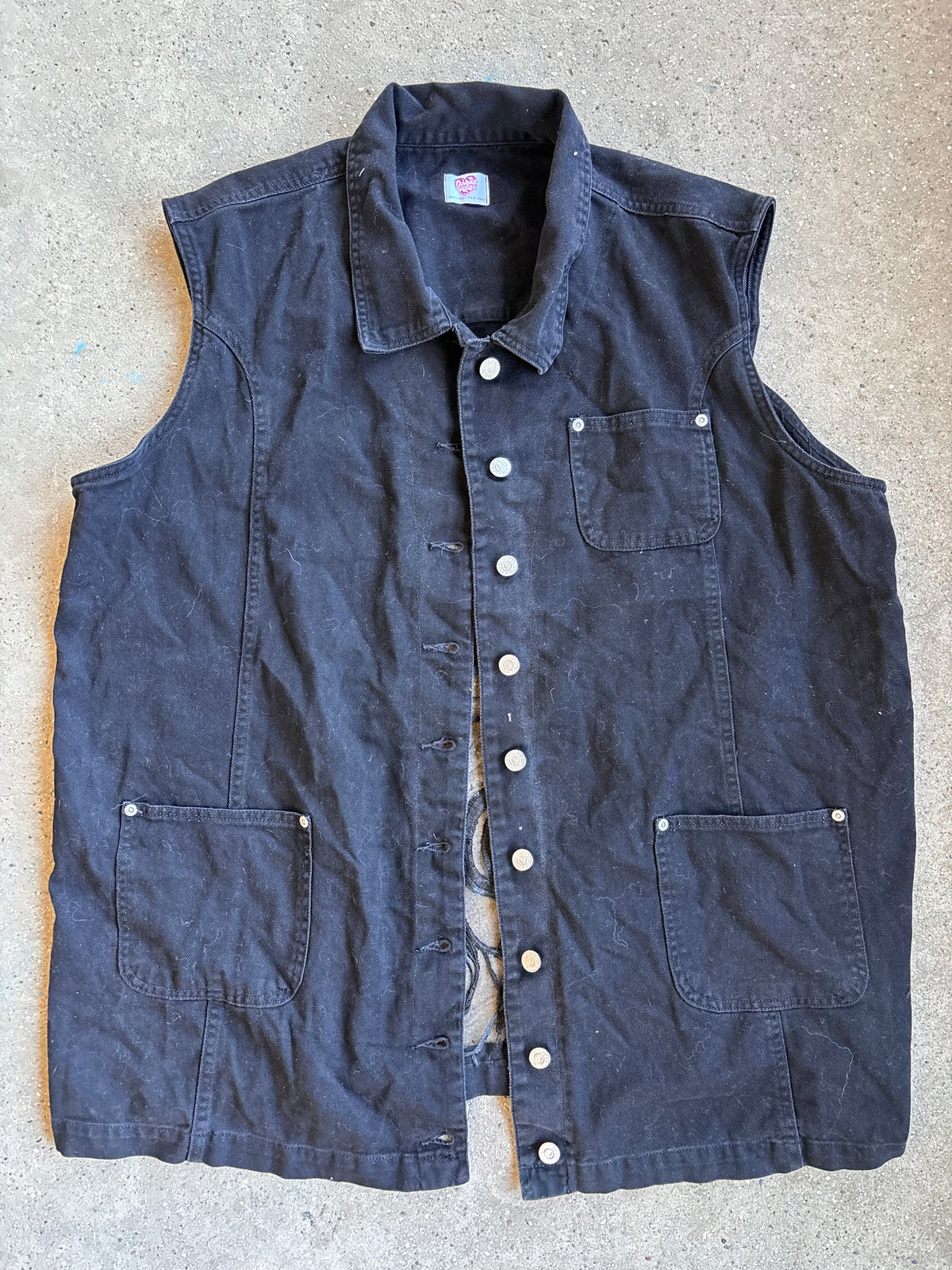 Black Denim Branches Vest [4X]