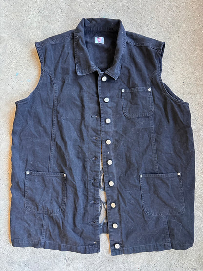 Black Denim Branches Vest [4X]
