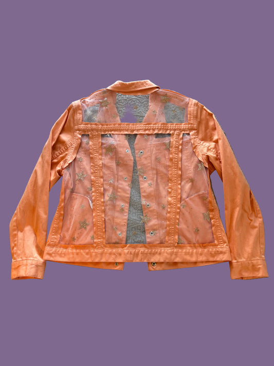 Gold Stars Orange Denim Jacket [XL]