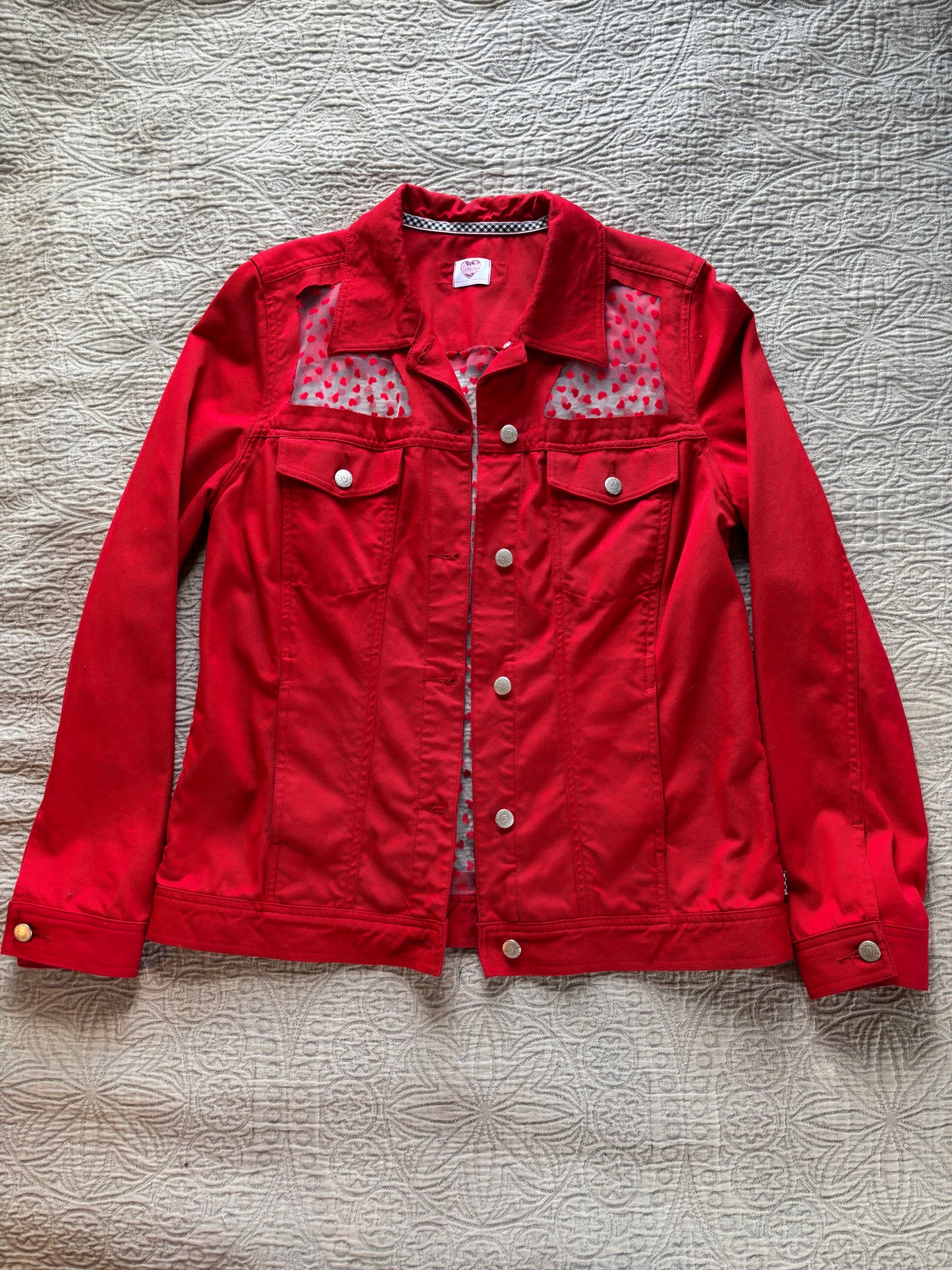 Red Denim Hearts Jacket [0X]