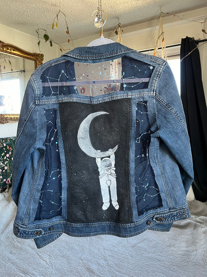Painted Denim Astronaut and Stars [L]