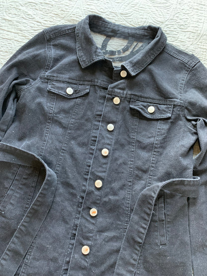 Black Denim Belted Snake Jacket [L]