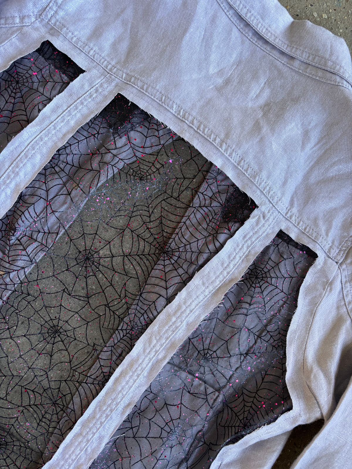Purple Denim Spider Webs Shirt [L]