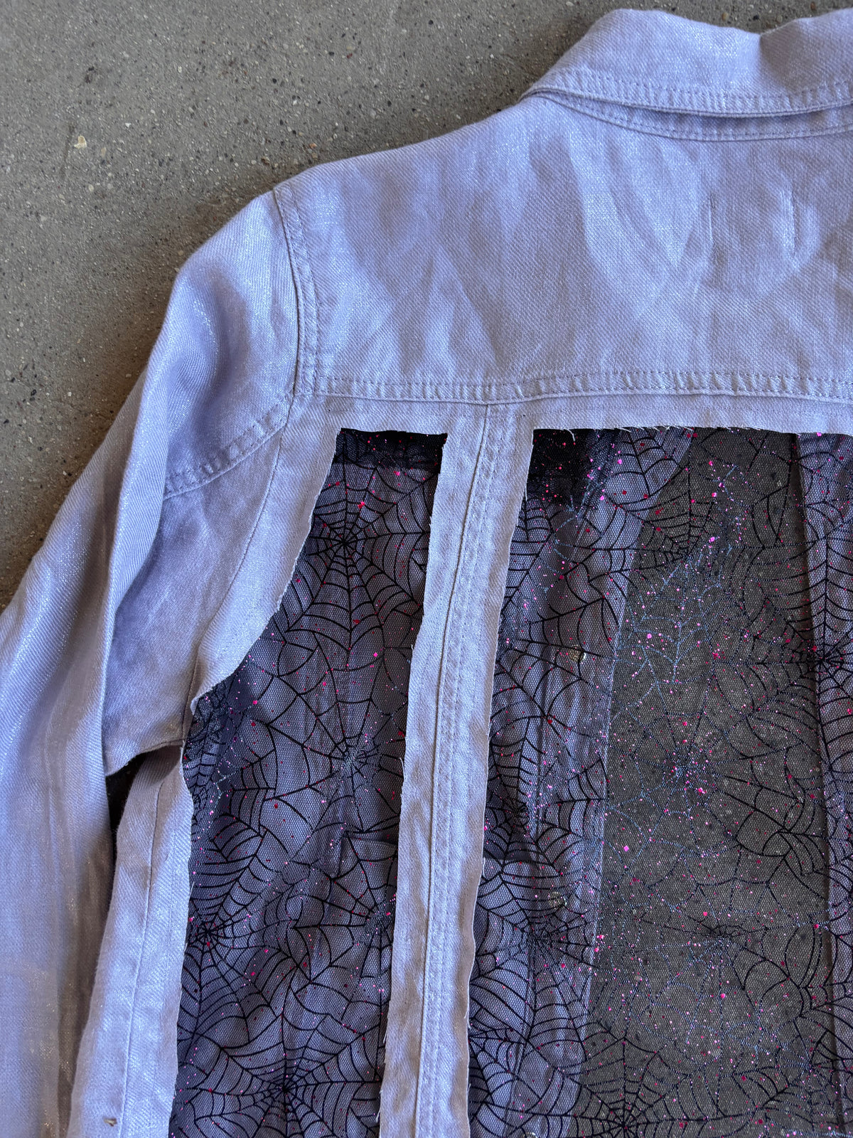 Purple Denim Spider Webs Shirt [L]