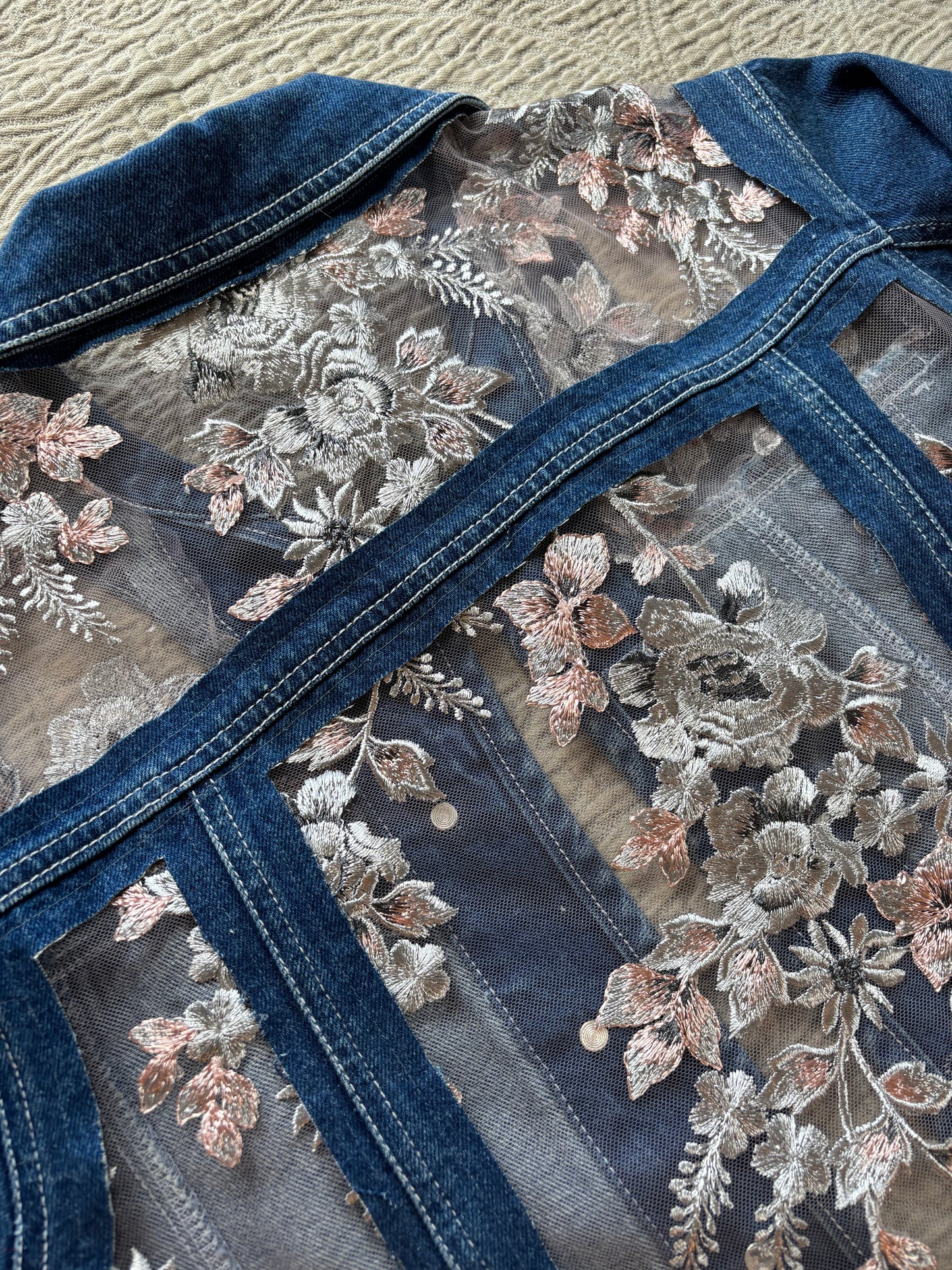 Dark Denim Denim Silver Floral Jacket [1X]