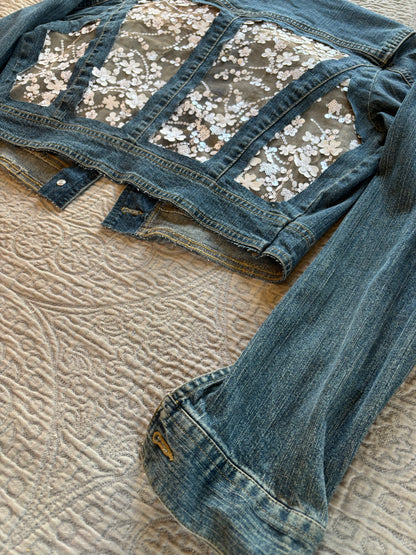 Cropped White Flowers Jacket [L]