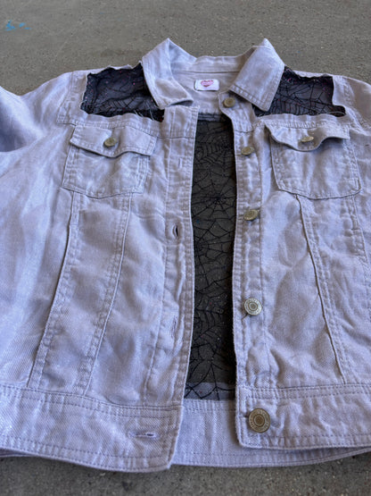 Purple Denim Spider Webs Shirt [L]