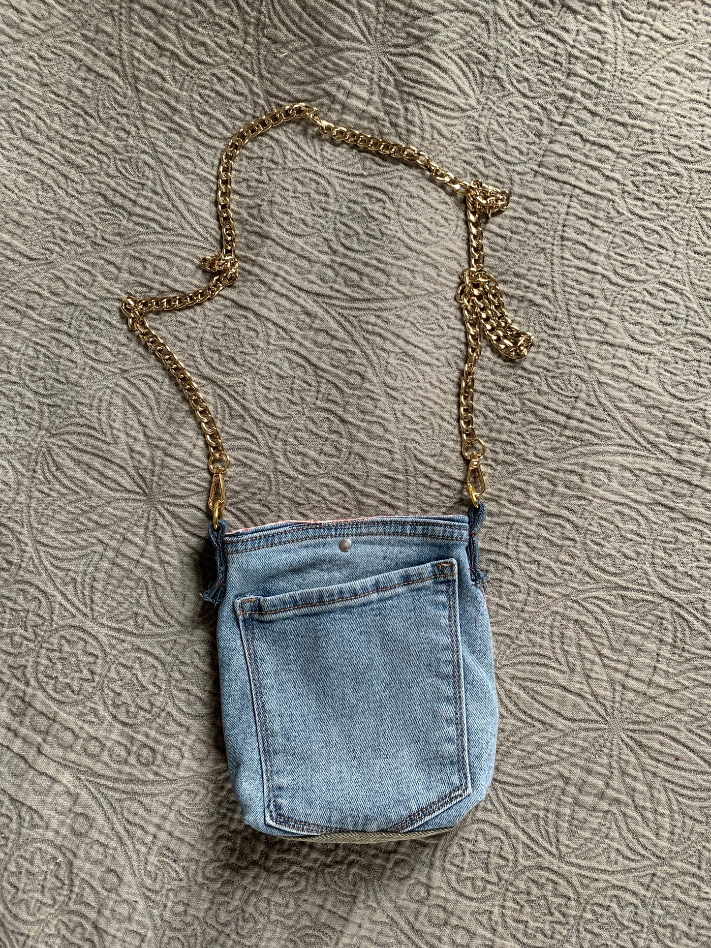 Denim Quilt Block Cross Body Bag