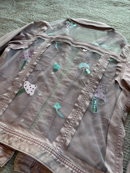 Pink Denim Mushrooms Jacket [XL]