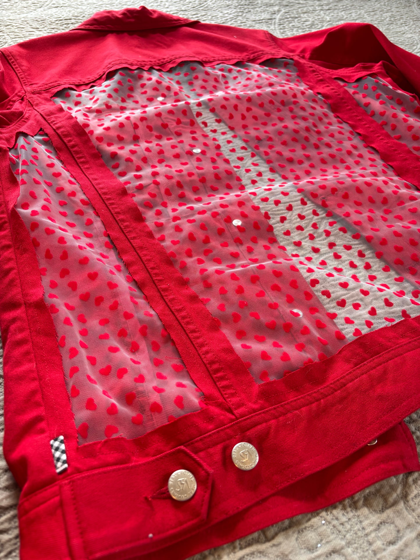 Red Denim Hearts Jacket [0X]
