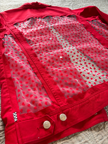 Red Denim Hearts Jacket [0X]