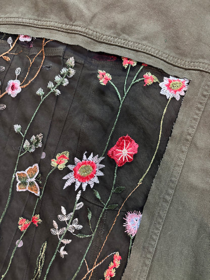 Green Denim Wildflowers Jacket [4X]