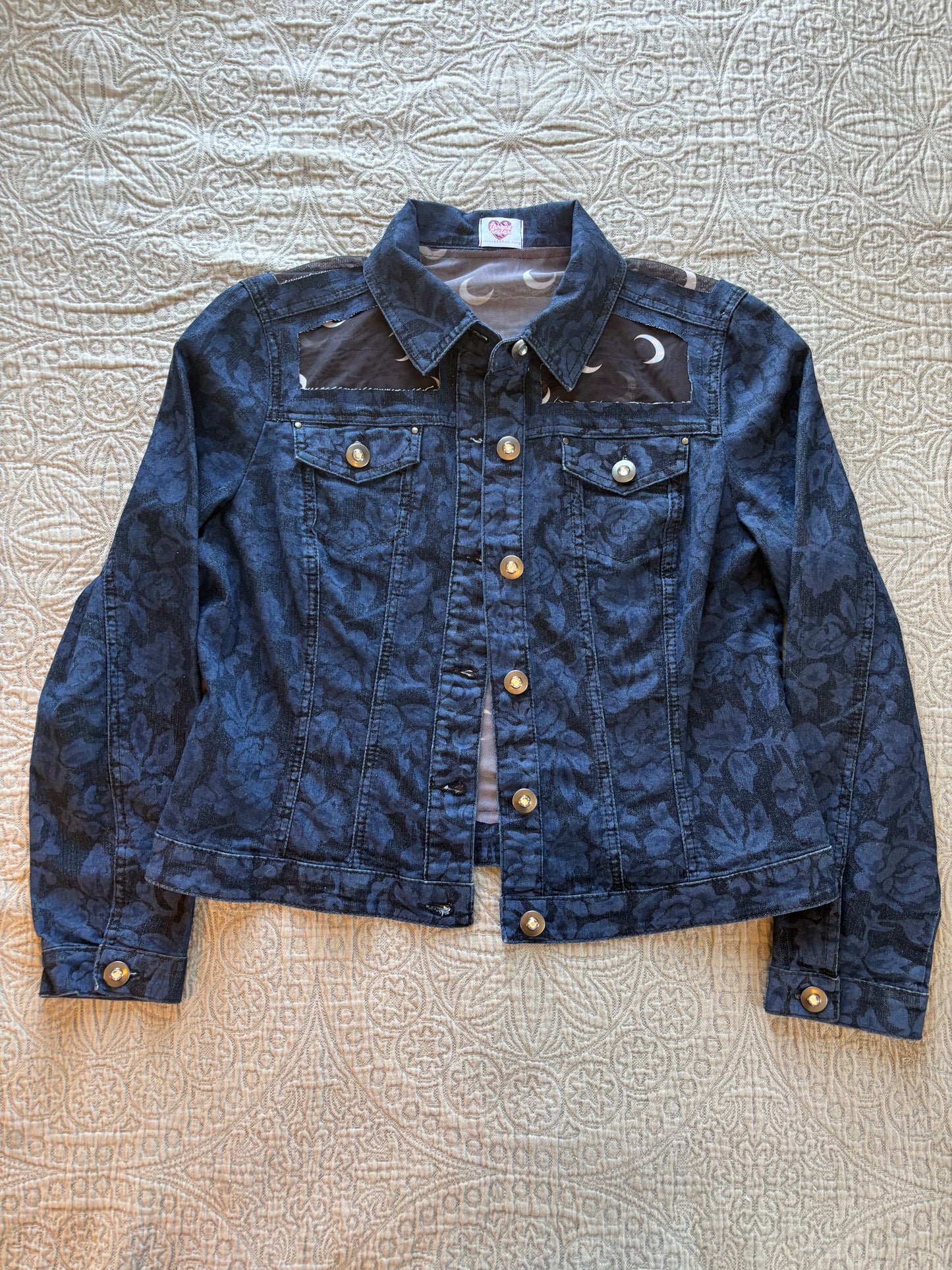 Moon Floral Denim Jacket [L]