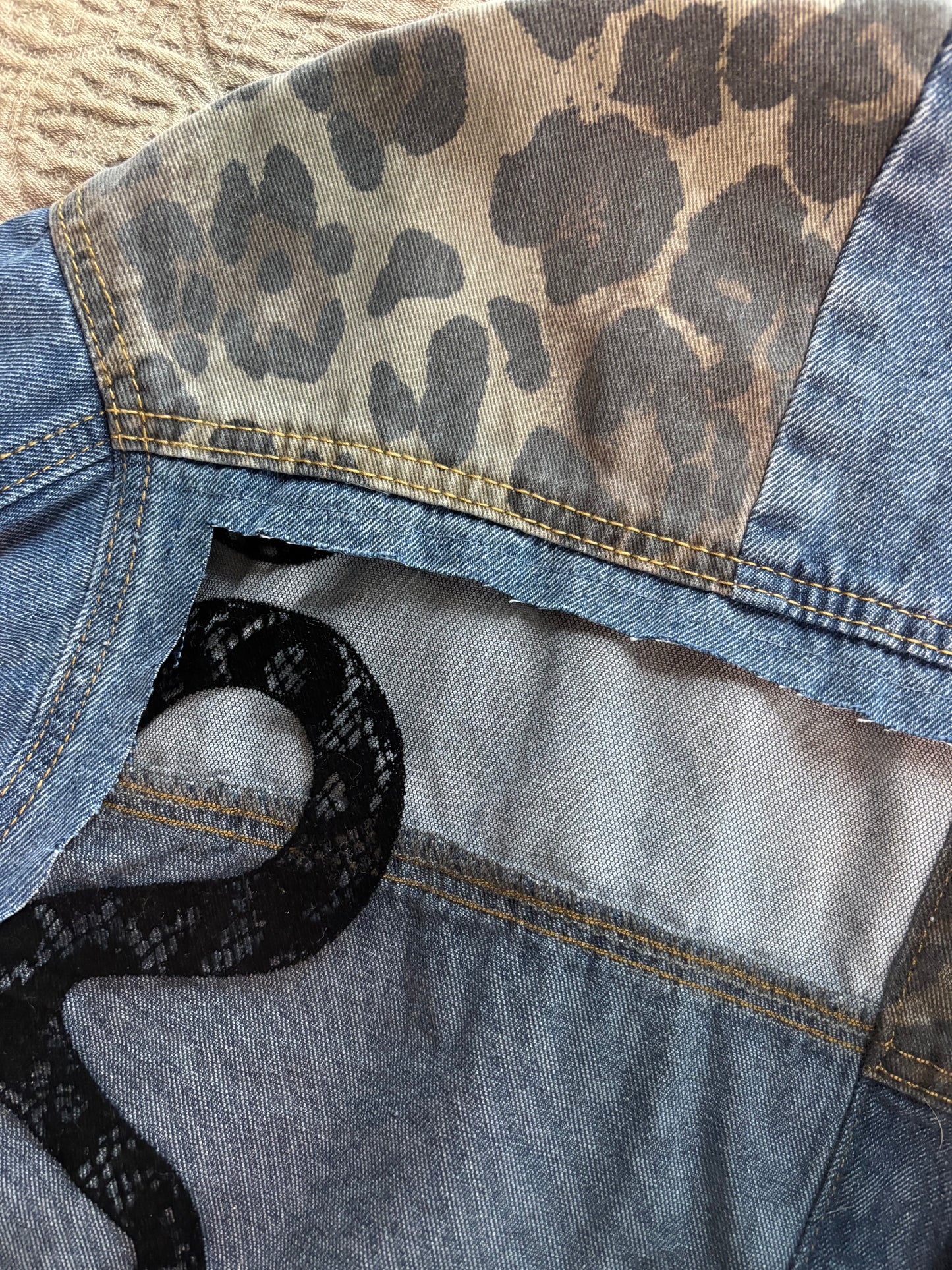 Cheetah Print Denim Snakes Jacket [3X]