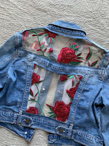 Cropped Denim Roses Jacket [L]