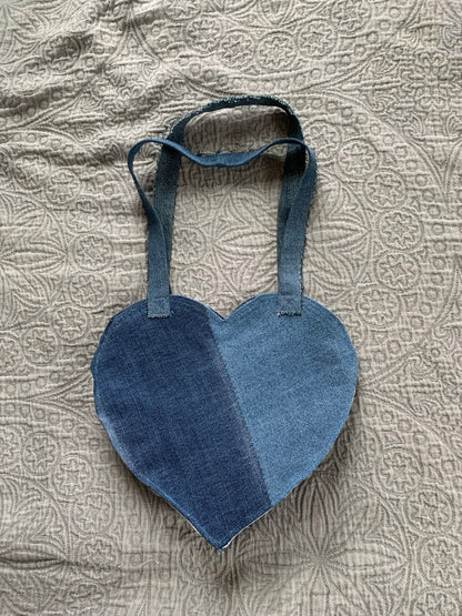 Denim Patchwork Heart Bag