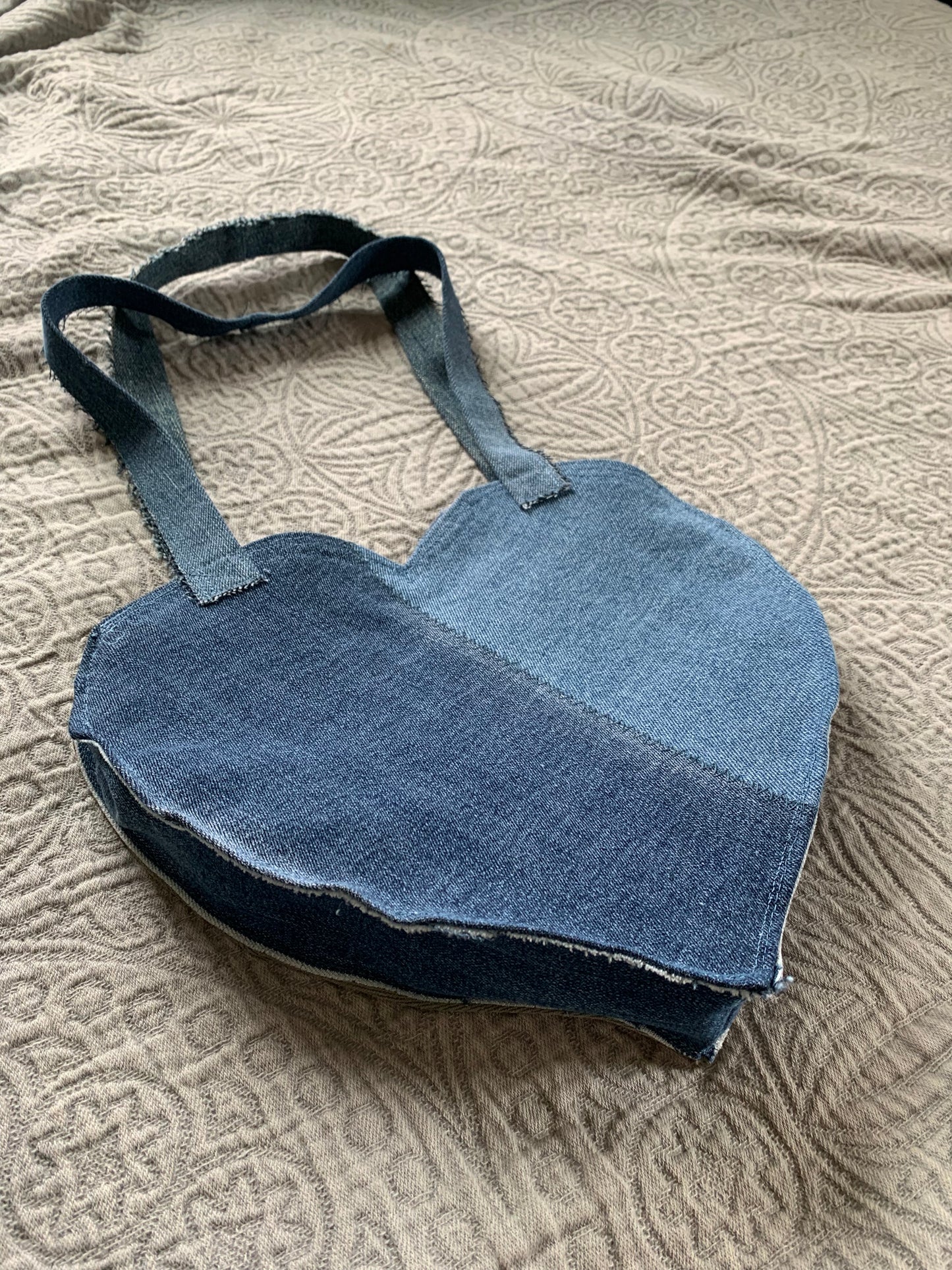 Denim Patchwork Heart Bag