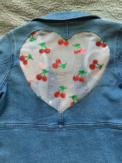 Heart Cutout Denim Cherries [L]