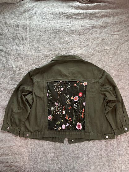 Green Denim Wildflowers Jacket [4X]