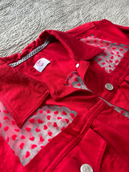 Red Denim Hearts Jacket [0X]