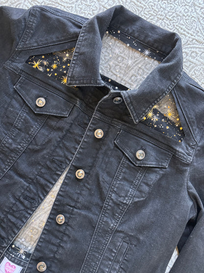 Black Denim Gold Stars Jacket [L]