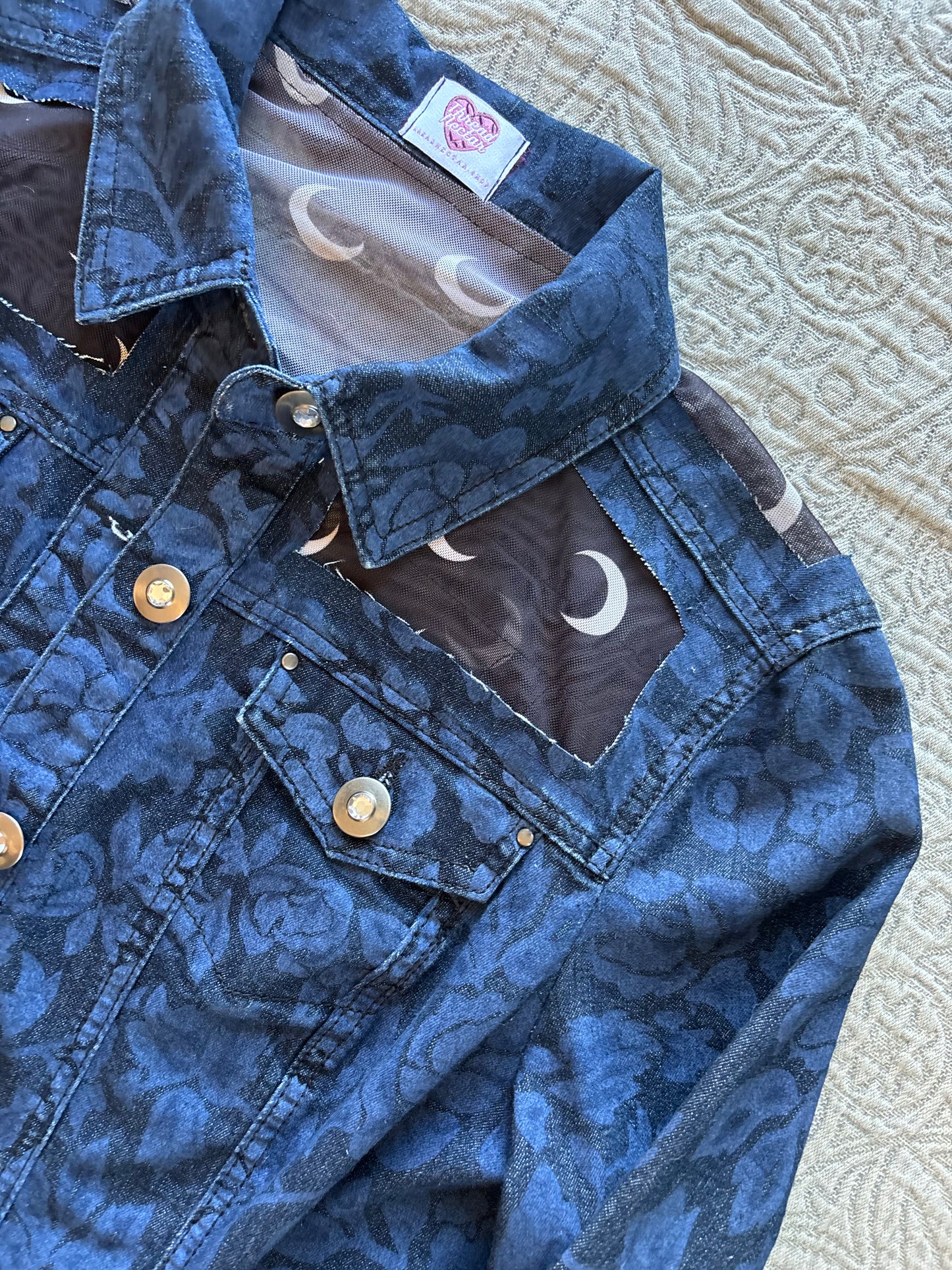 Moon Floral Denim Jacket [L]
