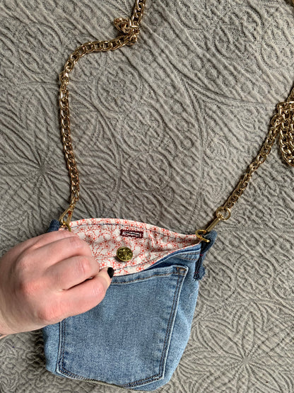 Denim Quilt Block Cross Body Bag