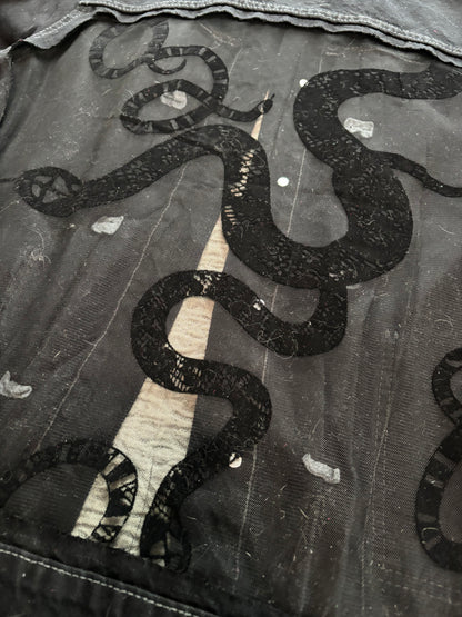 Black Denim Snakes Jacket [XL]