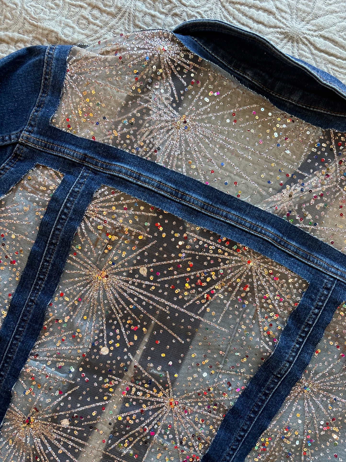 Dark Wash Fireworks Denim Jacket [1X]