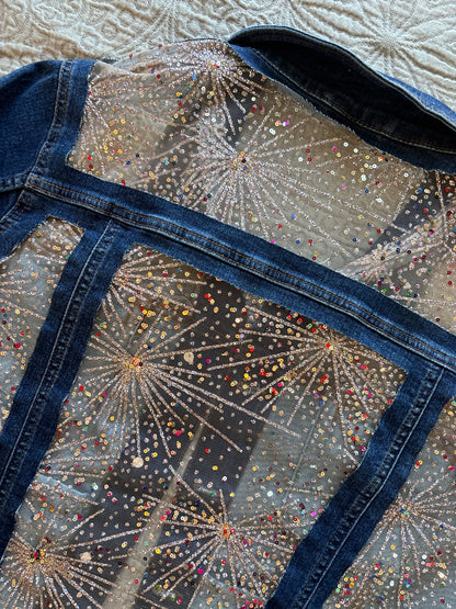 Dark Wash Fireworks Denim Jacket [1X]