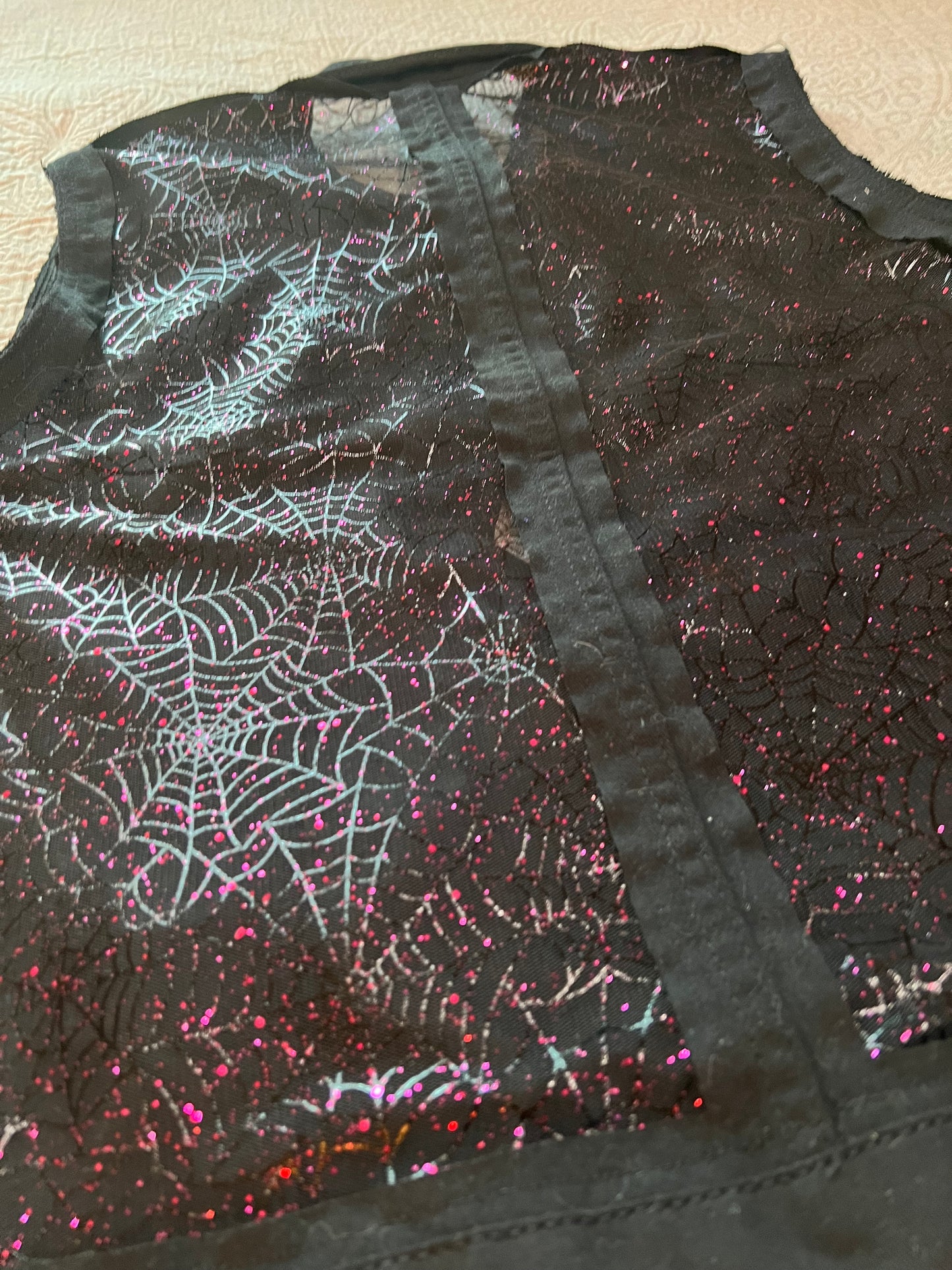 Black Denim Purple Spiderweb Vest [L]