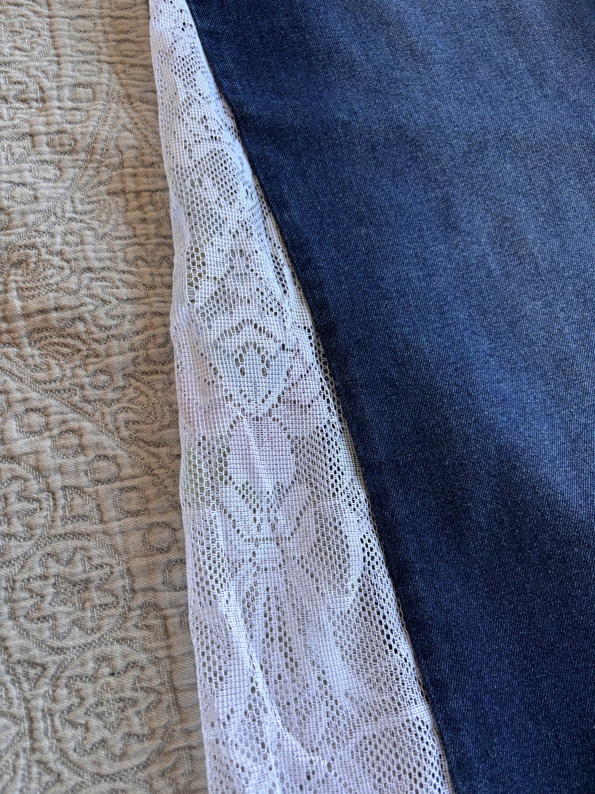 Dark Denim High Waisted Lace Flare Jeans [1X]