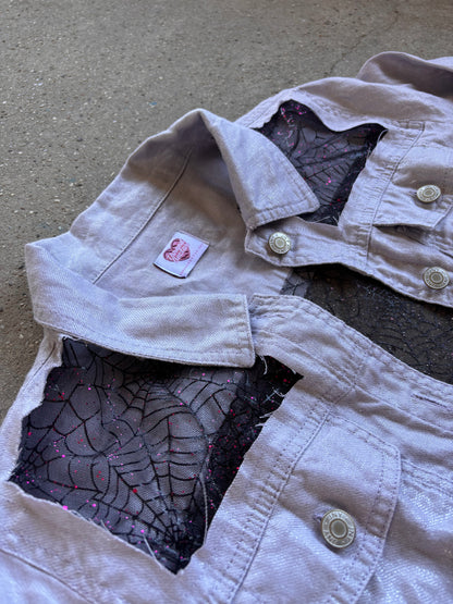 Purple Denim Spider Webs Shirt [L]