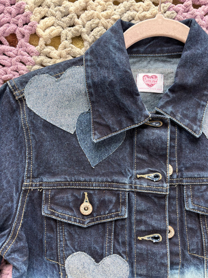 Acid Washed Denim Frayed Hearts Jacket [M]