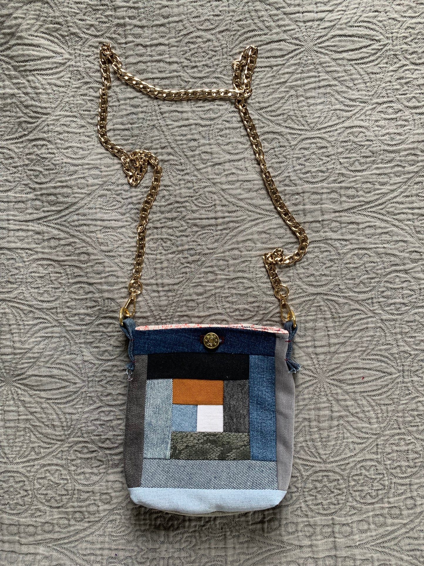 Denim Quilt Block Cross Body Bag