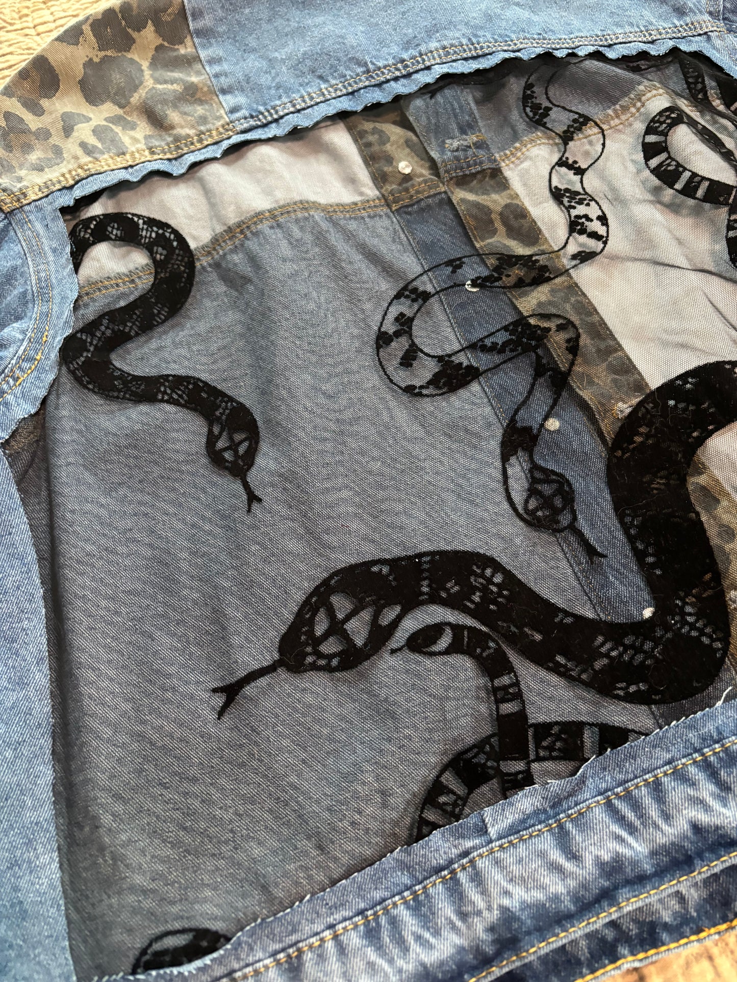 Cheetah Print Denim Snakes Jacket [3X]