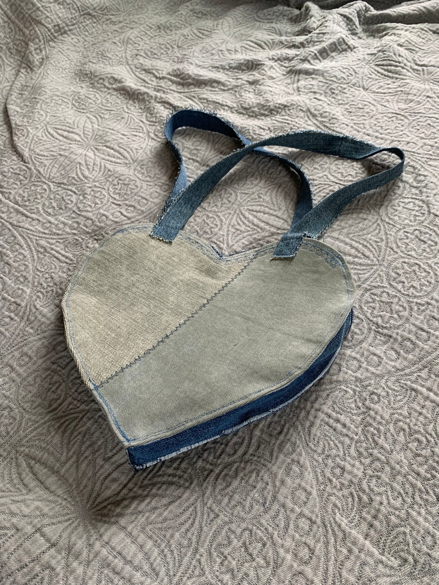 Denim Patchwork Heart Bag