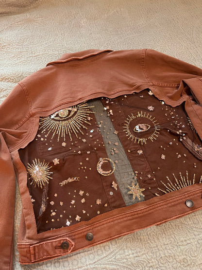 Mauve Cropped Mystic Denim Jacket [0X]