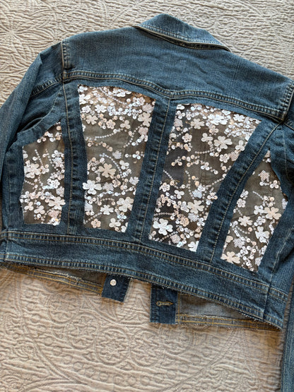 Cropped White Flowers Jacket [L]