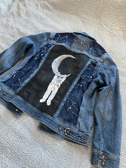 Painted Denim Astronaut and Stars [L]