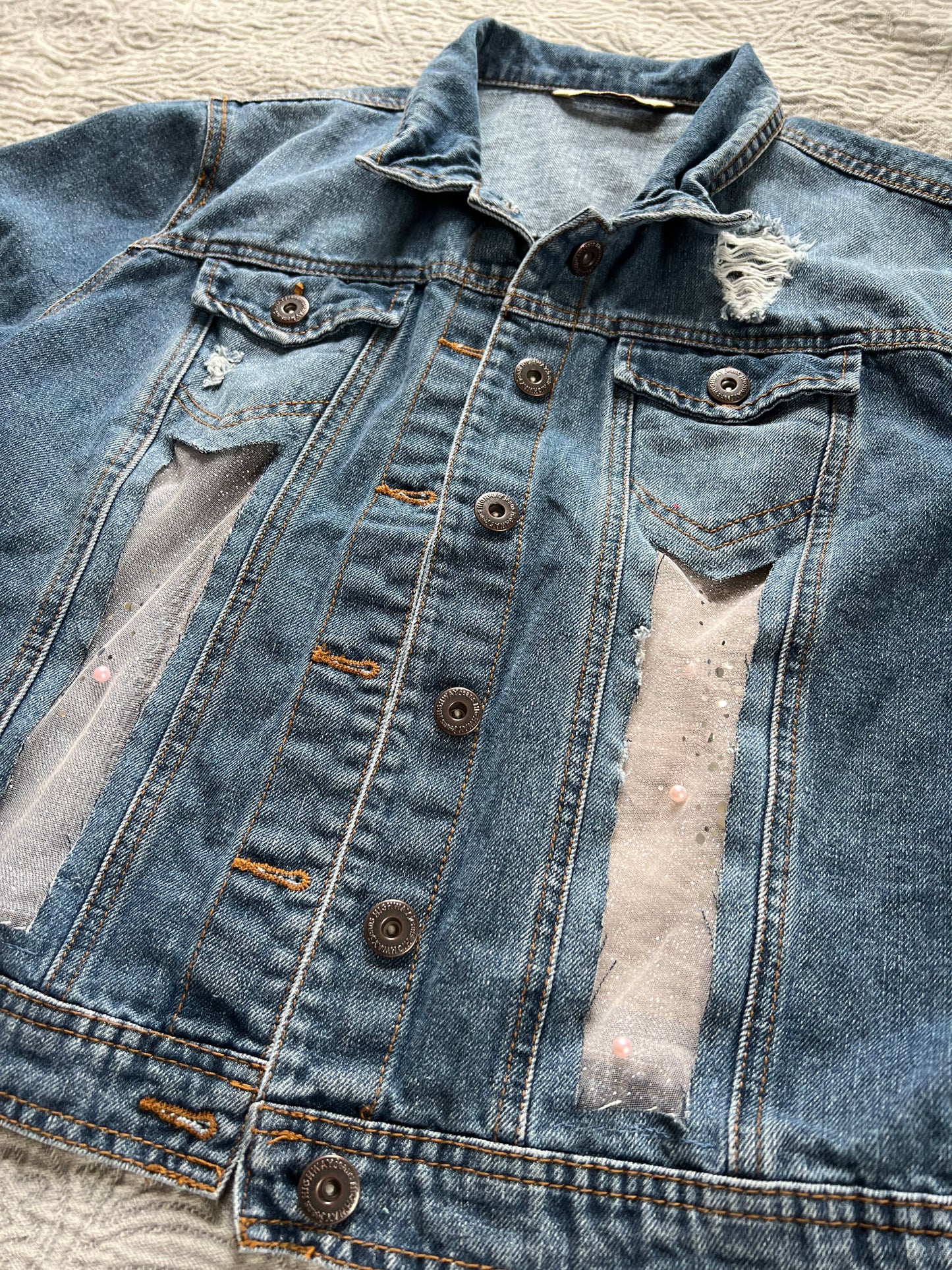 Denim Glitter and Pearls [L]