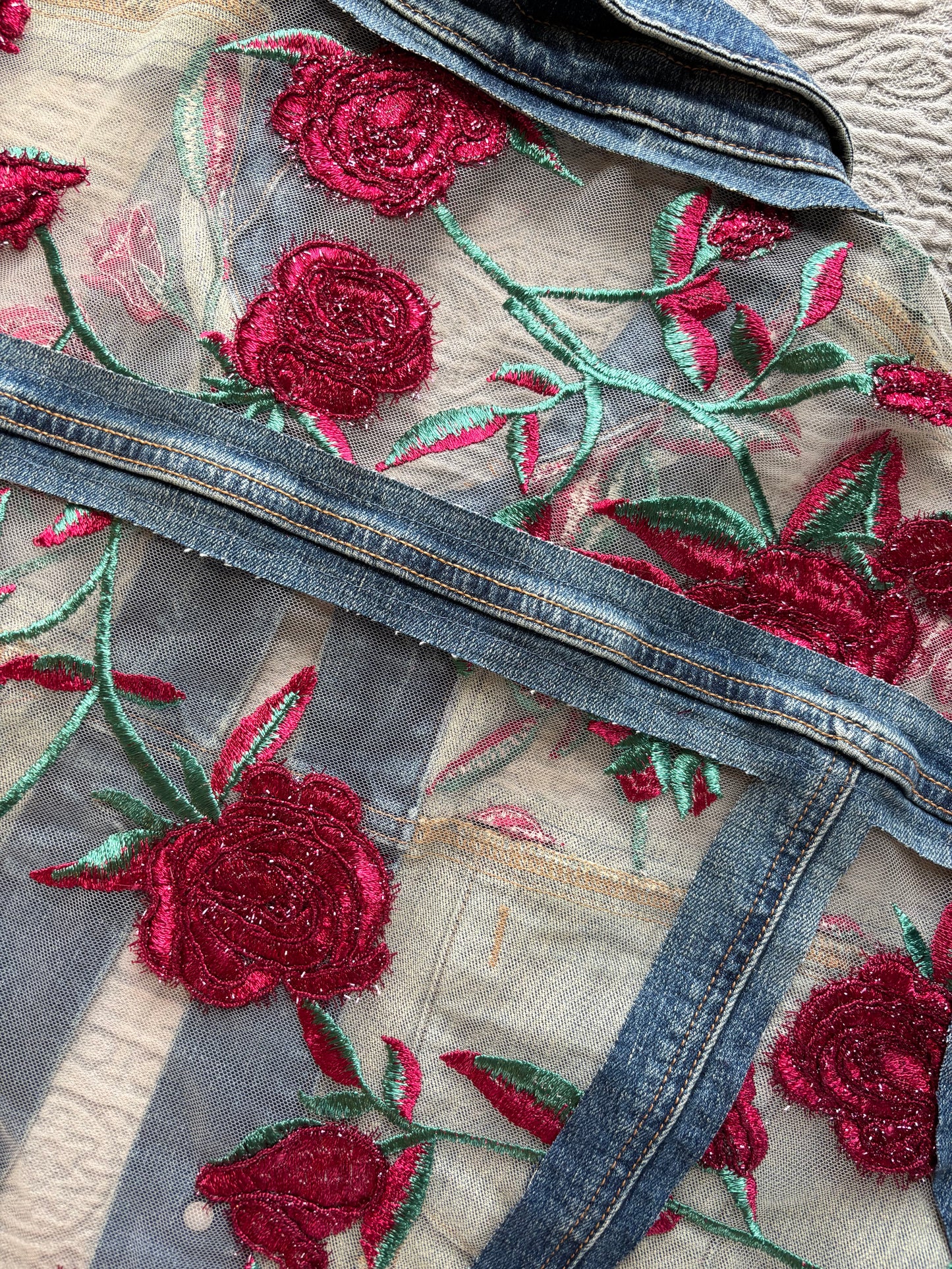 Denim Roses Jacket [0X]